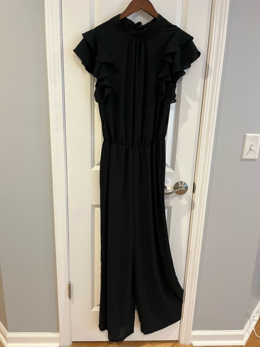 1. State Black Ruffle-Sleeve Long Dress